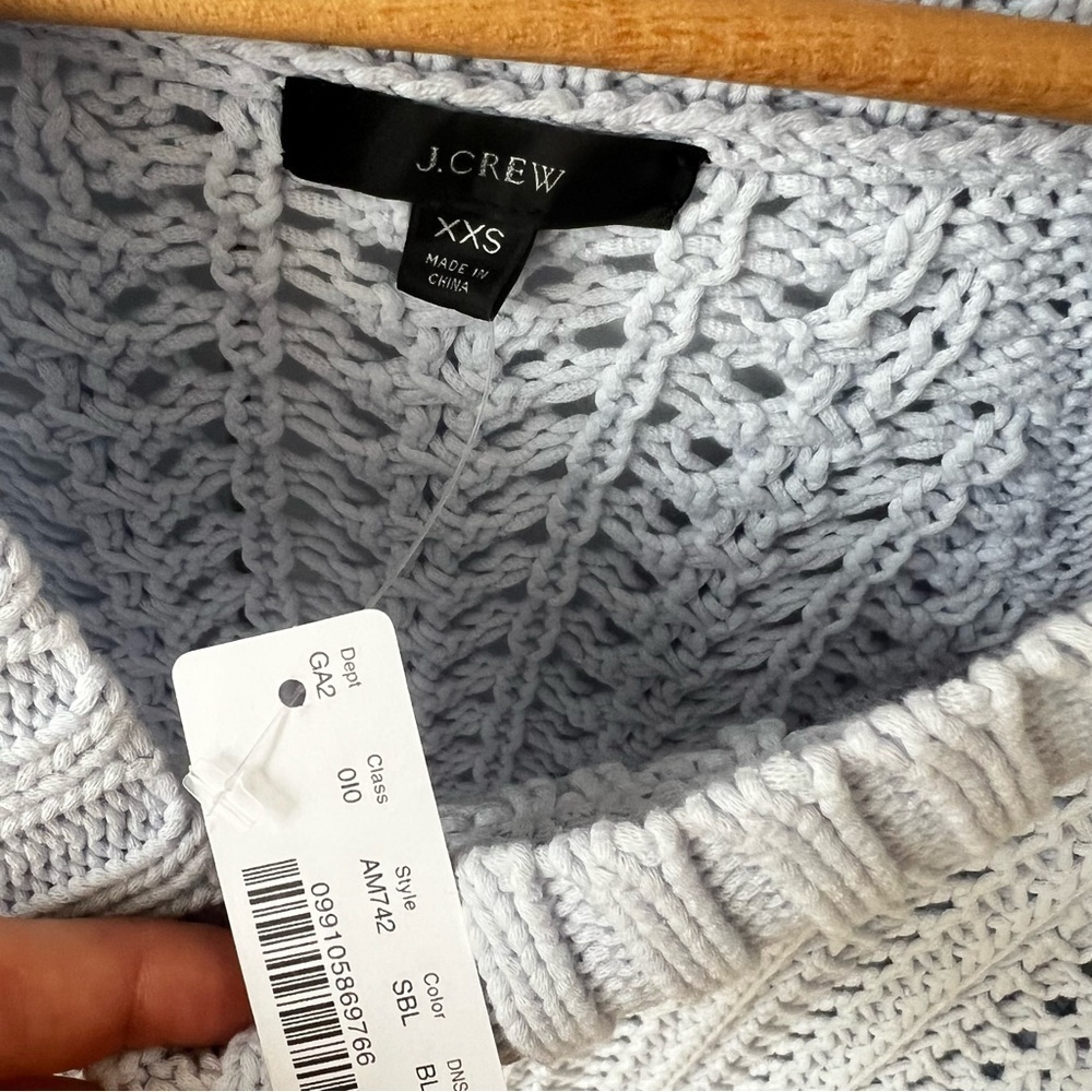 J. CREW Wide-neck beach sweater with pointelle stitch Sz. XXS NWT - Picture 9 of 10